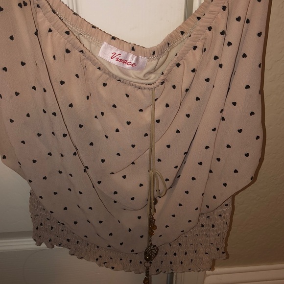 Mesh strapless top with black hearts - Picture 3 of 5